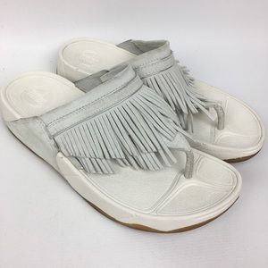 FITFLOP Sz 9 Suede Fringe Thong Comfort Sandals